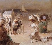 Trigoulet Eugene Elegantes sur la plage oil painting
